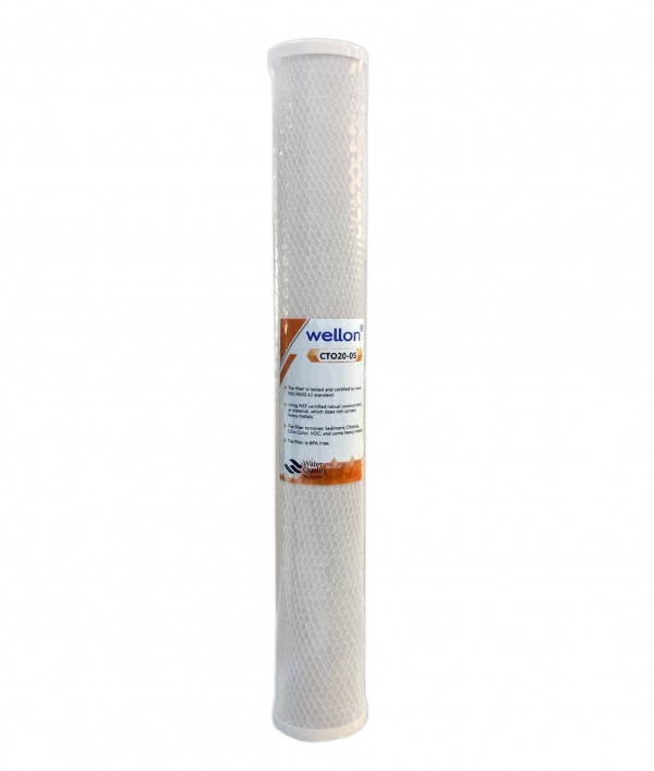 Wellon 20" CTO Carbon Block Water Filters for Chlorine Taste and Odor Reduction 20 Inch Length, 2.5 Inch OD (Pack 10)